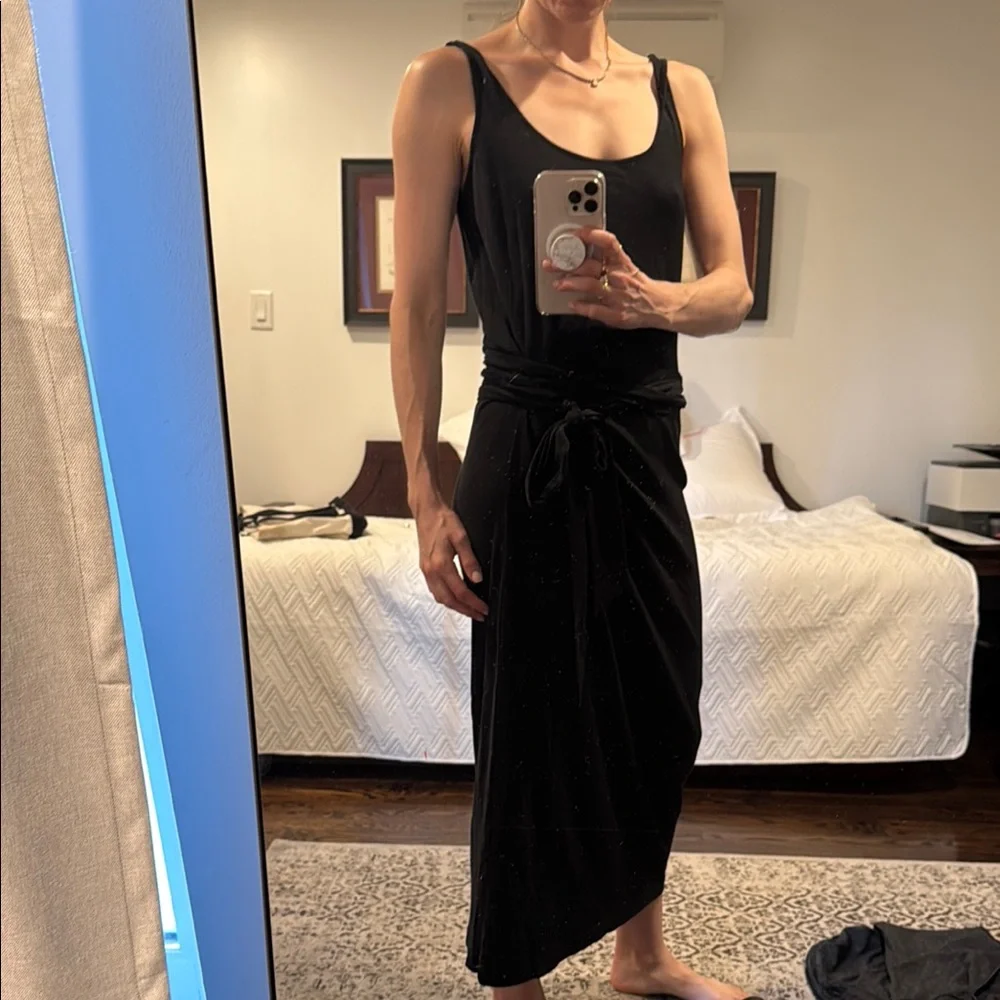 Vince Black Maxi Wrap Dress with Tie Front - Picture 1 of 2